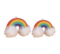 FRCOLOR Spugna da Bagno a Forma di Palla Arcobaleno 2 Pezzi, Luffa Morbida Esfoliante per Corpo Delicato, Accessori da Bagno Divertenti per Bagnetto e Pulizia Quotidiana