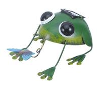FRCOLOR Statua Rana da Giardino Solare con Farfalla Decorativa Lampada Automatica per Esterni Patio Balcone Prato Lampione Solare da Giardino per Decorazione e Miniature Backyard Frog