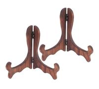 FRCOLOR Supporto per Cornice in Legno Massello 2 Pezzi, Cavalletto Portapiatti da Tavolo Filo Metallico Spesso, Espositore per Piatti e Quadri, Adatto per Esposizione Decorativa e Uso