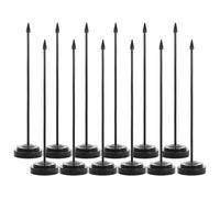 FRCOLOR Supporto Stabile Bandiera e 6.3x27cm Nero da Plastica in Tavolo per Base Rotonda Leggera, Confezione da 12 Pezzi per Scrivania per Ufficio e Sala Riunioni
