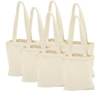 FRCOLOR Tela Borsa Tote Leggera e Resistente Bianca, 6 Pezzi | Design Semplice ed Elegante, Portatile per Spesa Alimentare e Weekend, Colore Bianco, per Donne