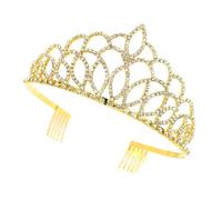 FRCOLOR Tiara Corona di Cristallo Elegante in Lega di Zinco e Pietre Preziose Oro per Occasioni Speciali e Teatro Accessorio da Sposa per Ladies e Girls