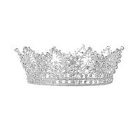 FRCOLOR Tiara Rotonda Dorata Strass Da Sposa Accessori Per Con Diamanti Diadema Regina Di Cristallo Fata Barocca Diadema Regina Di Strass Da Donna Grecia
