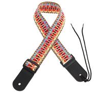 FRCOLOR Tracolla Regolabile per Ukulele in Cotone e Pelle Vera Cinturino da Collo Stile Etnico, Accessorio per Strumenti Musicali Folk, Comoda e Durevole per Performance e Pratica