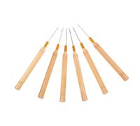 FRCOLOR Uncinetti Per Chioma in Metallo Manico in Legno, Set Da 6 Pezzi Per Dreadlocks e Extension, Strumenti Professionali Per Acconciature e Trecce Adatti a Uso Quotidiano