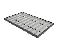 FRCOLOR Vassoio Espositivo in Mdf e Cuoio Nero per Orologi 10 Scomparti Organizer Rettangolare Trattamento Anti-macchia e Tessuto in Flanella, per Esposizione Elegante