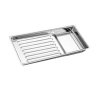 FRCOLOR Vassoio in Acciaio Inossidabile per Strumenti Estetici Vassoio Portautensili Piccolo per Manicure e Organizer Versatile per Laboratorio e Bagno