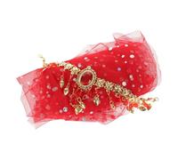 FRCOLOR Velo Danza Ventre Rosso con Cerchietto Decorato Leggero e Confortevole per Spettacoli e Feste Costume Etnico Danza