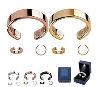 Frcychri 2Pz Anelli Magnetoterapici in Rame Puro Anti-Russamento Regolabile Impermeabile per Uomo Donna Riduce Vampate Calore Stress Ansia Migliora Il Sonno, Regalo Festa della Mamma C,2pcs