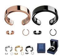 Frcychri 2Pz Anelli Magnetoterapici in Rame Puro Anti-Russamento Regolabile Impermeabile per Uomo Donna Riduce Vampate Calore Stress Ansia Migliora Il Sonno, Regalo Festa della Mamma F,2pcs