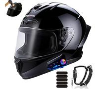 Frcychri Bluetooth Casco Modulare Integrale Moto - con Doppia Visiera Girevole Anti-Nebbia E Ventilazione Efficace - Omologato ECE R22-06, Leggero, per Uomo Donna Scooter E Motocross L,Medium