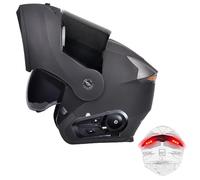 Frcychri Bluetooth Casco Modulare per Moto, Casco da Moto Flip-Up con Luce di Coda, Casco da Moto A Doppia Visiera, Omologato ECE, Adatto A Uomini E Donne Adulti Scooter Cruiser J,Medium