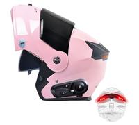 Frcychri Bluetooth Casco Modulare per Moto, Casco da Moto Flip-Up con Luce di Coda, Casco da Moto A Doppia Visiera, Omologato ECE, Adatto A Uomini E Donne Adulti Scooter Cruiser B,X-Large