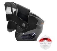 Frcychri Bluetooth Casco Modulare per Moto, Casco da Moto Flip-Up con Luce di Coda, Casco da Moto A Doppia Visiera, Omologato ECE, Adatto A Uomini E Donne Adulti Scooter Cruiser C,Medium