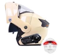 Frcychri Bluetooth Casco Modulare per Moto, Casco da Moto Flip-Up con Luce di Coda, Casco da Moto A Doppia Visiera, Omologato ECE, Adatto A Uomini E Donne Adulti Scooter Cruiser G,Medium