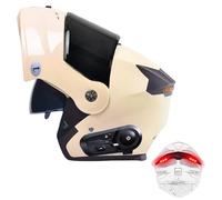 Frcychri Bluetooth Casco Modulare per Moto, Casco da Moto Flip-Up con Luce di Coda, Casco da Moto A Doppia Visiera, Omologato ECE, Adatto A Uomini E Donne Adulti Scooter Cruiser H,X-Large