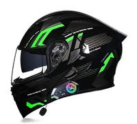 Frcychri Bluetooth Casco Moto Modulare Omologato DOT ECE 22.06, Casco Anticollisione con Visiera Antiappannamento, Ventilazione Efficace, per Uomo Donna Scooter MTB Motocross E,2X-Large