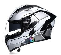 Frcychri Bluetooth Casco Moto Modulare Omologato DOT ECE 22.06, Casco Anticollisione con Visiera Antiappannamento, Ventilazione Efficace, per Uomo Donna Scooter MTB Motocross L,X-Large