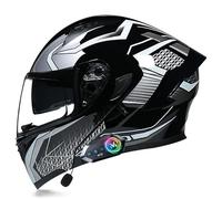 Frcychri Bluetooth Casco Moto Modulare Omologato DOT ECE 22.06, Casco Anticollisione con Visiera Antiappannamento, Ventilazione Efficace, per Uomo Donna Scooter MTB Motocross H,2X-Large