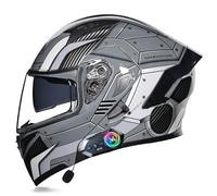 Frcychri Bluetooth Casco Moto Modulare Omologato DOT ECE 22.06, Casco Anticollisione con Visiera Antiappannamento, Ventilazione Efficace, per Uomo Donna Scooter MTB Motocross P,2X-Large
