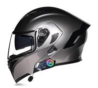 Frcychri Bluetooth Casco Moto Modulare Omologato DOT ECE 22.06, Casco Anticollisione con Visiera Antiappannamento, Ventilazione Efficace, per Uomo Donna Scooter MTB Motocross R,Medium