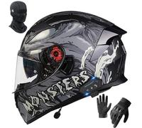 Frcychri Caschi da Moto Modulari Bluetooth, Casco Moto Doppia Visiera Integrale Omologato ECE, Microfono, Guanti Mascherina, Mountain Bike, Bici Fuoristrada, Scooter, Cruiser, Bici Corsa L,Medium