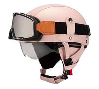 Frcychri Caschi Mezzo Casco Moto rétro, Casco Semiguscio in Stile Tedesco, Omologato ECE con Occhiali, per Chopper per Scooter O,S (55-56CM)