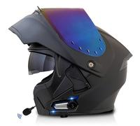 Frcychri Caschi Moto Modulari Apribili Bluetooth, Casco Moto Integrale Omologato ECE con Visiera Doppia AntiGraffio, Speaker Integrato Microfono, per Uomini E Donne Adulti N,X-Large