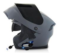 Frcychri Caschi Moto Modulari Apribili Bluetooth, Casco Moto Integrale Omologato ECE con Visiera Doppia AntiGraffio, Speaker Integrato Microfono, per Uomini E Donne Adulti X,Medium
