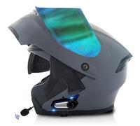 Frcychri Caschi Moto Modulari Apribili Bluetooth, Casco Moto Integrale Omologato ECE con Visiera Doppia AntiGraffio, Speaker Integrato Microfono, per Uomini E Donne Adulti G,Large