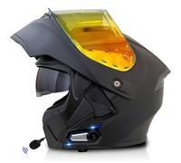 Frcychri Caschi Moto Modulari Apribili Bluetooth, Casco Moto Integrale Omologato ECE con Visiera Doppia AntiGraffio, Speaker Integrato Microfono, per Uomini E Donne Adulti I,Medium