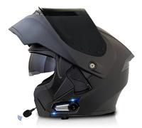 Frcychri Caschi Moto Modulari Apribili Bluetooth, Casco Moto Integrale Omologato ECE con Visiera Doppia AntiGraffio, Speaker Integrato Microfono, per Uomini E Donne Adulti 6,X-Large