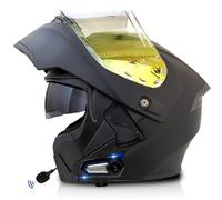 Frcychri Caschi Moto Modulari Apribili Bluetooth, Casco Moto Integrale Omologato ECE con Visiera Doppia AntiGraffio, Speaker Integrato Microfono, per Uomini E Donne Adulti S,Large