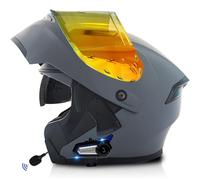 Frcychri Caschi Moto Modulari Apribili Bluetooth, Casco Moto Integrale Omologato ECE con Visiera Doppia AntiGraffio, Speaker Integrato Microfono, per Uomini E Donne Adulti H,X-Large