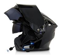 Frcychri Caschi Moto Modulari Apribili Bluetooth, Casco Moto Integrale Omologato ECE con Visiera Doppia AntiGraffio, Speaker Integrato Microfono, per Uomini E Donne Adulti V,Medium