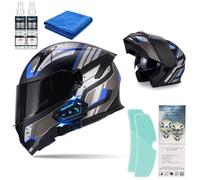 Frcychri Caschi Moto Modulari Bluetooth, Casco Moto Flip Up, Omologato ECE Doppia Visiera Anti Nebbia, Panno Anti Nebbia Spray Anti Nebbia, Caschi Moto Scooter Racing, Leggeri, Uomo Donna B,2X-Large
