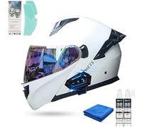 Frcychri Caschi Moto Modulari Bluetooth, Casco Moto Flip Up, Omologato ECE Doppia Visiera Anti Nebbia, Panno Anti Nebbia Spray Anti Nebbia, Caschi Moto Scooter Racing, Leggeri, Uomo Donna D,2X-Large