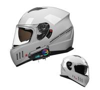 Frcychri Casco da Moto Bluetooth, Casco Integrale da Moto Certificato ECE con Visiera AntiGraffio A Doppio Strato, Casco da Moto Unisex Leggero C,2X-Large