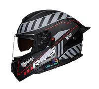 Frcychri Casco da Moto Bluetooth, Casco Integrale da Moto Omologato ECE con Doppia Visiera AntiGraffio, Prese d'Aria E Visiera con Spoiler Aerodinamico, per Adulti Uomo Donna L,X-Large