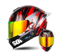 Frcychri Casco da Moto Bluetooth, Casco Integrale da Moto Omologato ECE con Visiera Parasole, con Doppia Visiera AntiGraffio, Prese d'Aria E Visiera AntiGraffio, Casco da Moto Uomo/Donna 11,Large