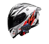 Frcychri Casco da Moto Bluetooth, Flip Up Casco da Moto, Approvazione ECE, per Moto Integrale con Radio FM Integrata Bluetooth, Casco Modulare Scooter, Casco Modulare per Adulti Uomini Donne C,Medium