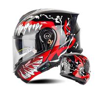 Frcychri Casco da Moto Bluetooth, Omologato DOT/ECE con Doppia Visiera, Prese d'Aria E Visiera AntiGraffio, Casco da Moto da Donna/Uomo 6,X-Large