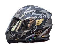Frcychri Casco da Moto Bluetooth, Omologato DOT/ECE Leggero con Doppia Visiera, Casco con Interfono Bluetooth, Prese d'Aria Visiera Parasole, Casco da Moto da Donna/Uomo L,X-Large