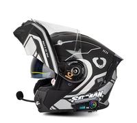 Frcychri Casco da Moto Bluetooth, Omologato DOT/ECE Leggero con Doppia Visiera, Casco con Interfono Bluetooth, Prese d'Aria Visiera Parasole, Casco da Moto da Donna/Uomo 6,X-Large