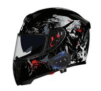 Frcychri Casco da Moto Bluetooth, Omologato DOT/ECE Prese d'Aria E Visiera AntiGraffio, con Bluetooth Integrato E Doppia Visiera Caschi, Casco da Moto da Donna/Uomo L,2X-Large