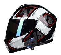 Frcychri Casco da Moto Bluetooth, Omologato DOT/ECE Prese d'Aria E Visiera AntiGraffio, con Doppia Visiera, Adulti Uomo Donna,Casco da Moto Uomo/Donna L,Large