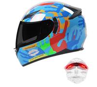 Frcychri Casco da Moto Modulare Integrale - con Luce di Coda E Flip-Up Doppia Visiera Anti Nebbia E Fodera Rimovibile - Omologato DOT ECE R22-06, Leggero, per Uomini E Donne, Scooter M,Large