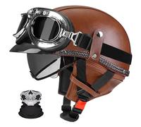 Frcychri Casco da Motociclista Mezzo Casco per Uomo E Donna, Casco da Motociclista retrò, Omologato Casco Approvato DOT/ECE, Adulto Casco Moto Scooter per W,XL (59-60)