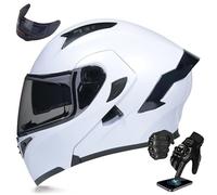 Frcychri Casco Integrale Flip Up, Modulare Integrato Moto, Omologato ECER22-06 con Doppia Visiera Antiappannamento, Leggeri, Guanti Touchscreen Uomo, per Uomo Donna Scooter Adulto L,Medium
