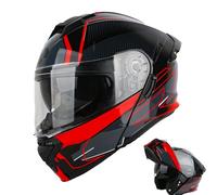 Frcychri Casco Integrale Modulare Moto Homologué ECE, Casque À Rabat pour Adultes avec Double Visière Anti-Buée, Hommes Femmes Scooter VTT Anti-Collision Moto Électrique A,Large